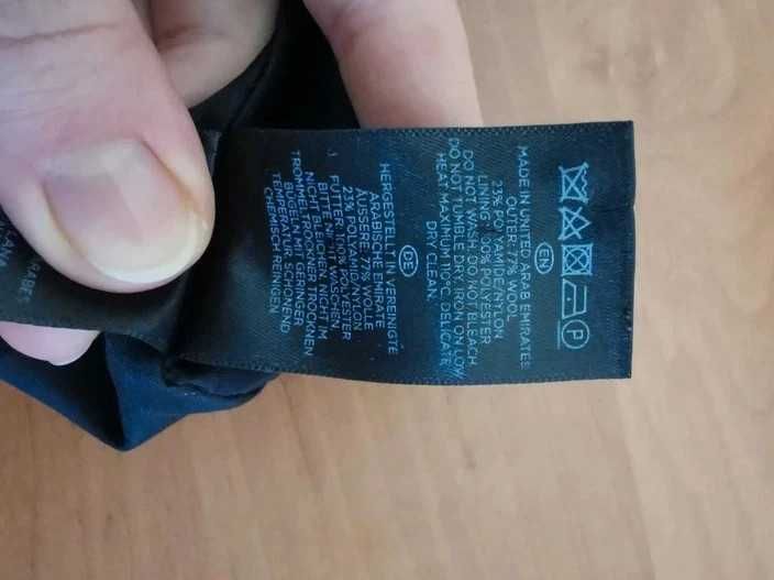 Czarna wełniana sukienka kropki krótki rekaw z kieszeniami  36 S Hobbs