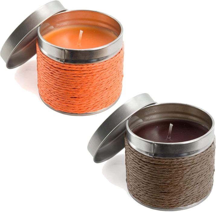 Zestaw 2 Świec Zapachowych Pomarańczowy i Czekoladowy z Pojemnikami