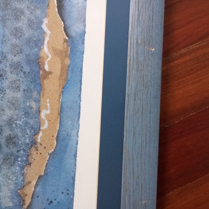 Quadro c moldura tons de azul