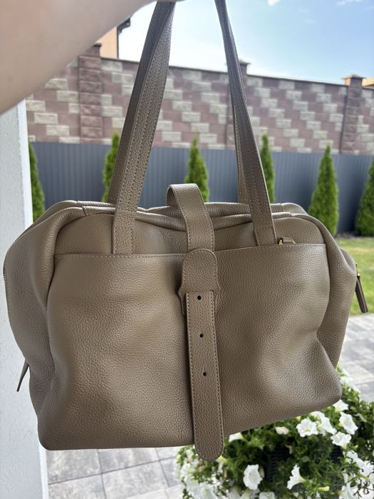 Шкіряна сумка беж