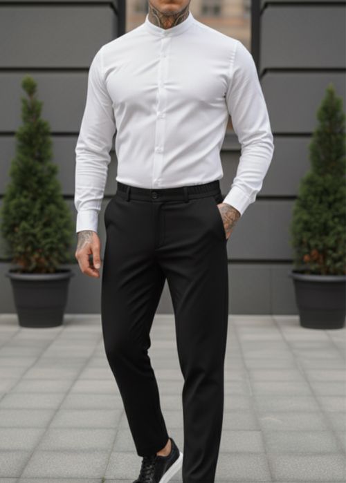 Комплект чоловічий класичний біла сорочка та чорні брюки