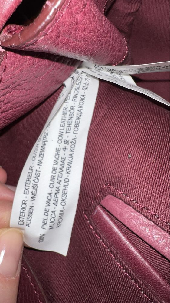 Zara torba skóra naturalna bordo burgund