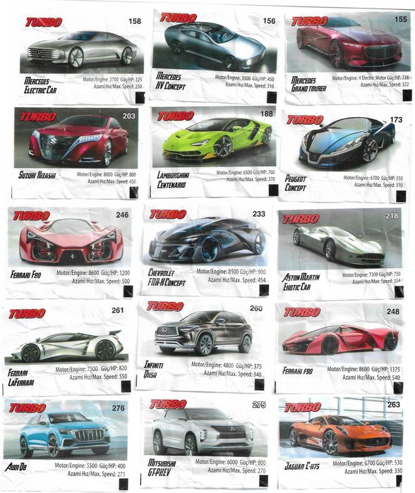 Obrazki z gumy Turbo 2018 Progum 19 sztuk