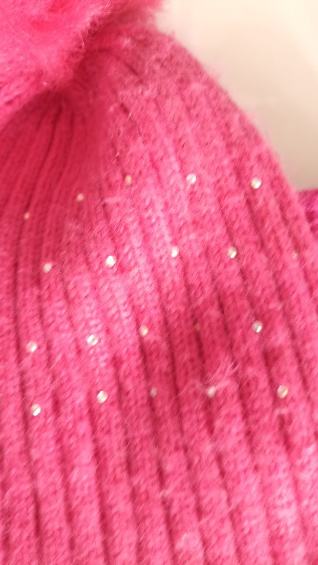 Cachecol Benetton +gorro rosa menina