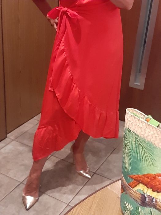 Plażowa- letnia sukienka flamenco,NEXT,rozm..14, nowa z metką,wiskoza