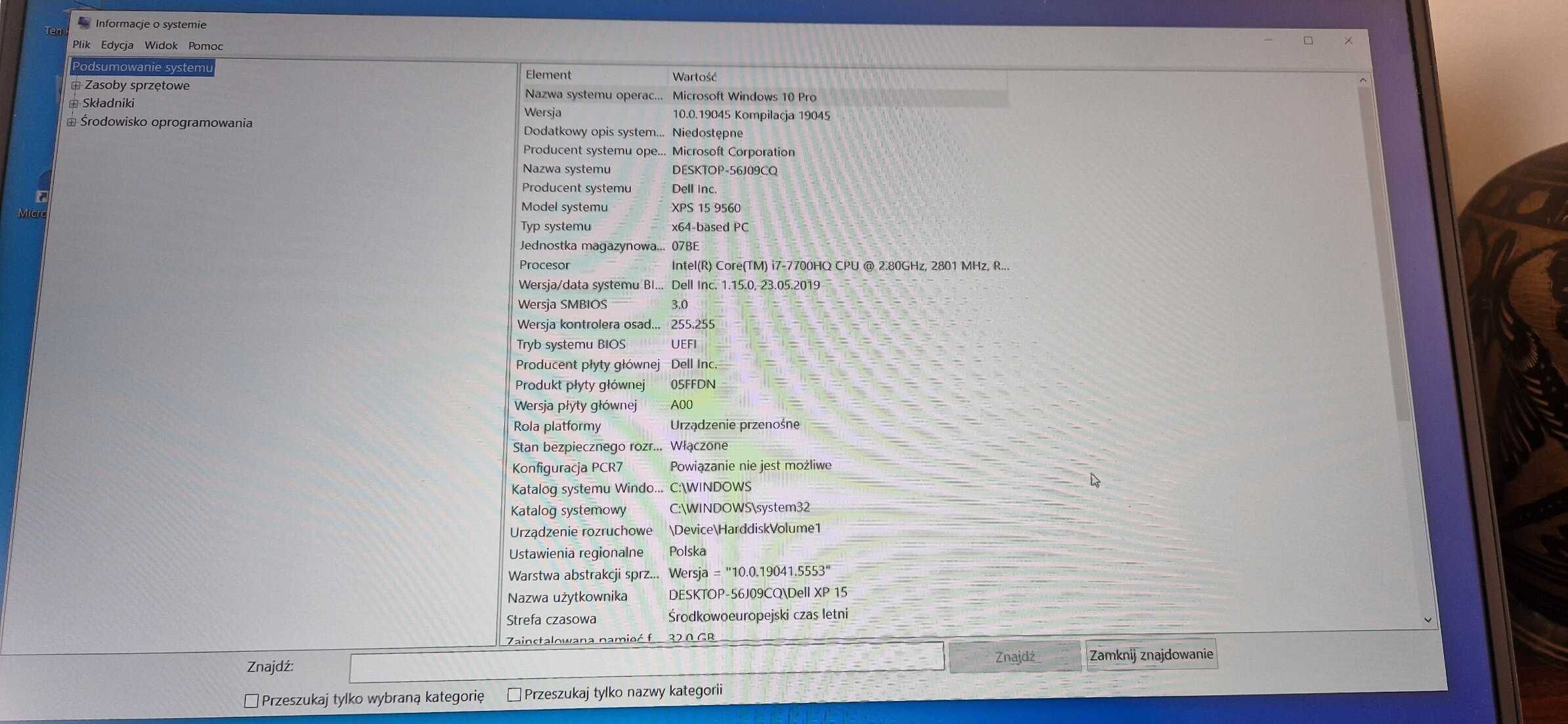DELL XPS 15     9560 32GB Ram, Dedykowana Karta Graficzna GTX 1050