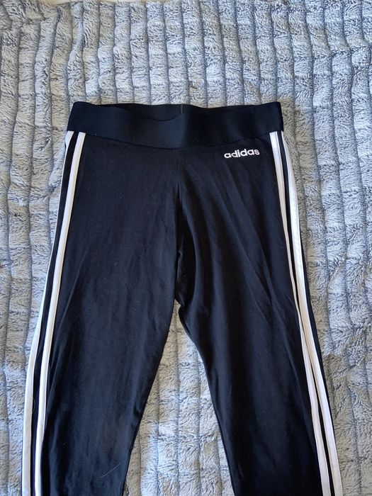 oryginalne legginsy ADIDAS czarne z paskami