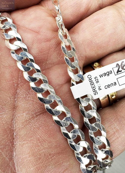 Srebrny łańcuszek splot Pancerka srebro pr. 925 waga 26,98 g dł. 55 cm