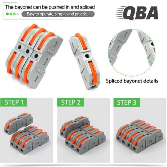 Szybkozłącze kablowe systemowe 1-polowe QBA - 100szt - Szare - BOX