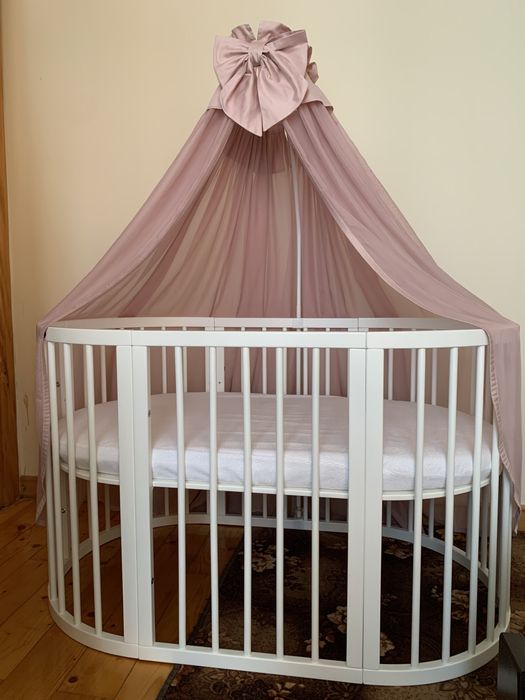 Дитяче овальне ліжечко Royal Sleep 9 в 1 бортики балдахін