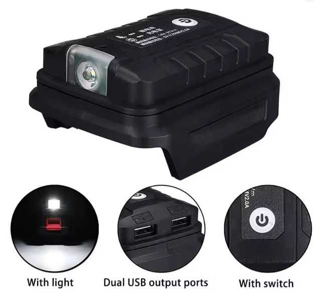 USB адаптер для батареи Мakita+фонарь