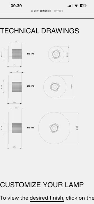 Vendo conjunto de candeiros da marca dcw editions paris in the sun