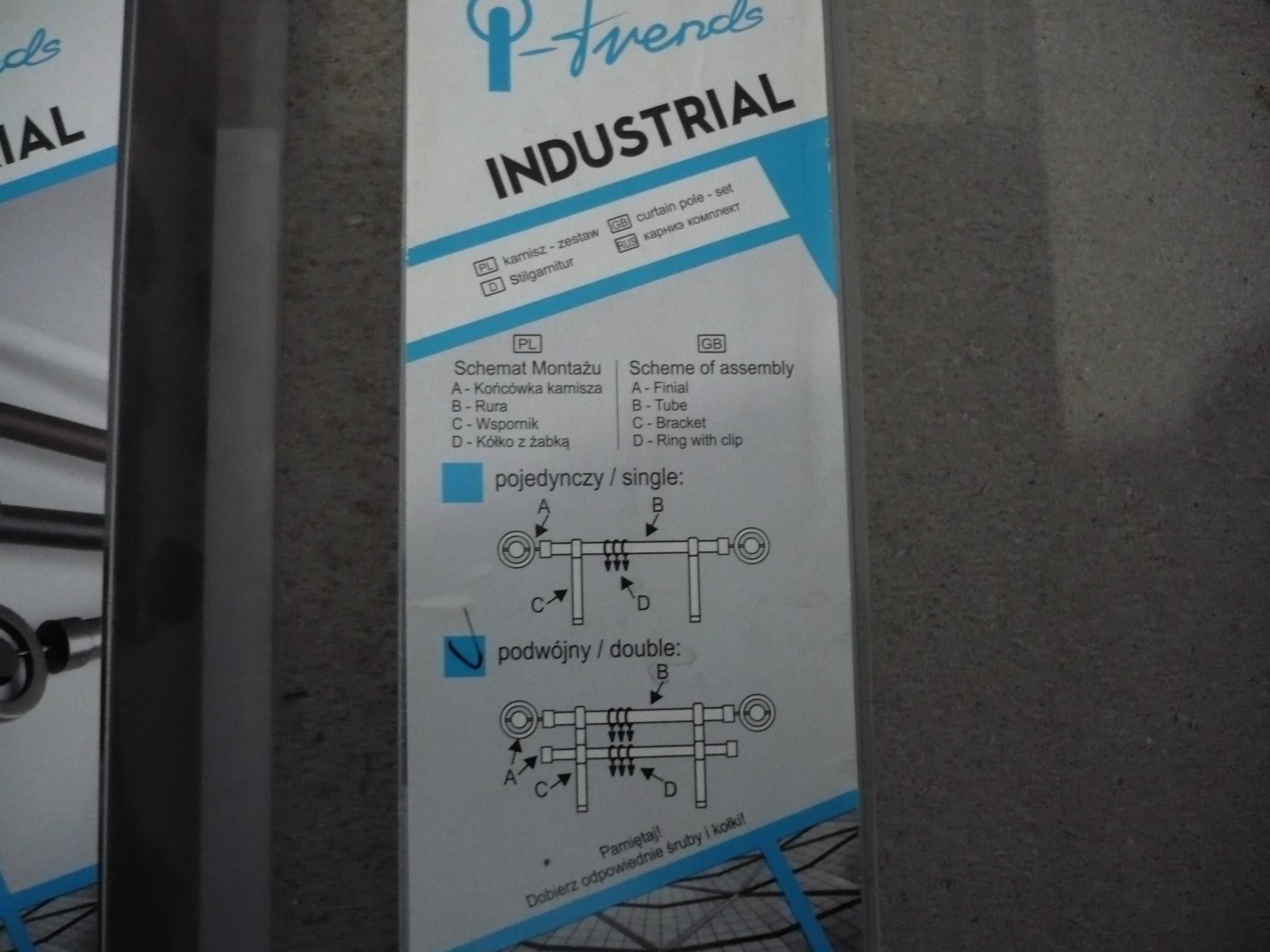 karnisz metalowy I-Trends Industrial brązowy 19mm 160cm kulka grawer