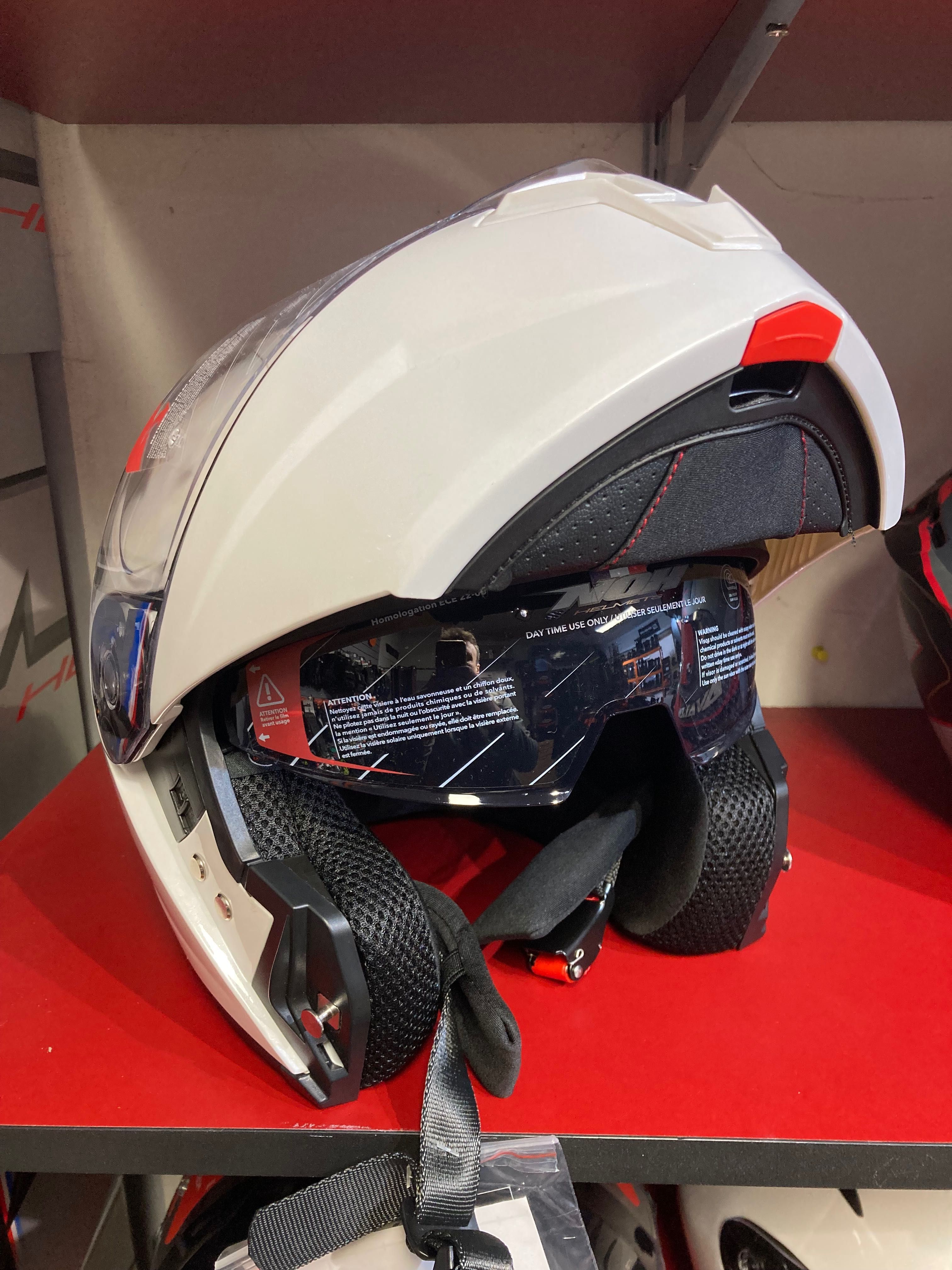 Kask na MOTOR Skuter Nox Szczękowy Blenda Biały i Szary