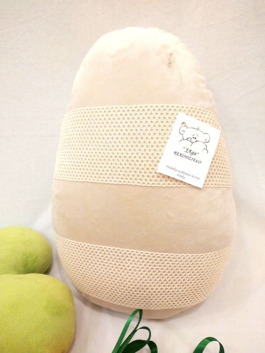 Poduszka jajko pisanka z koronką Wielkanoc 40cm rękodzieło