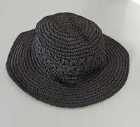 H&M kapelusz czarny papierowy słomiany pleciony lekki