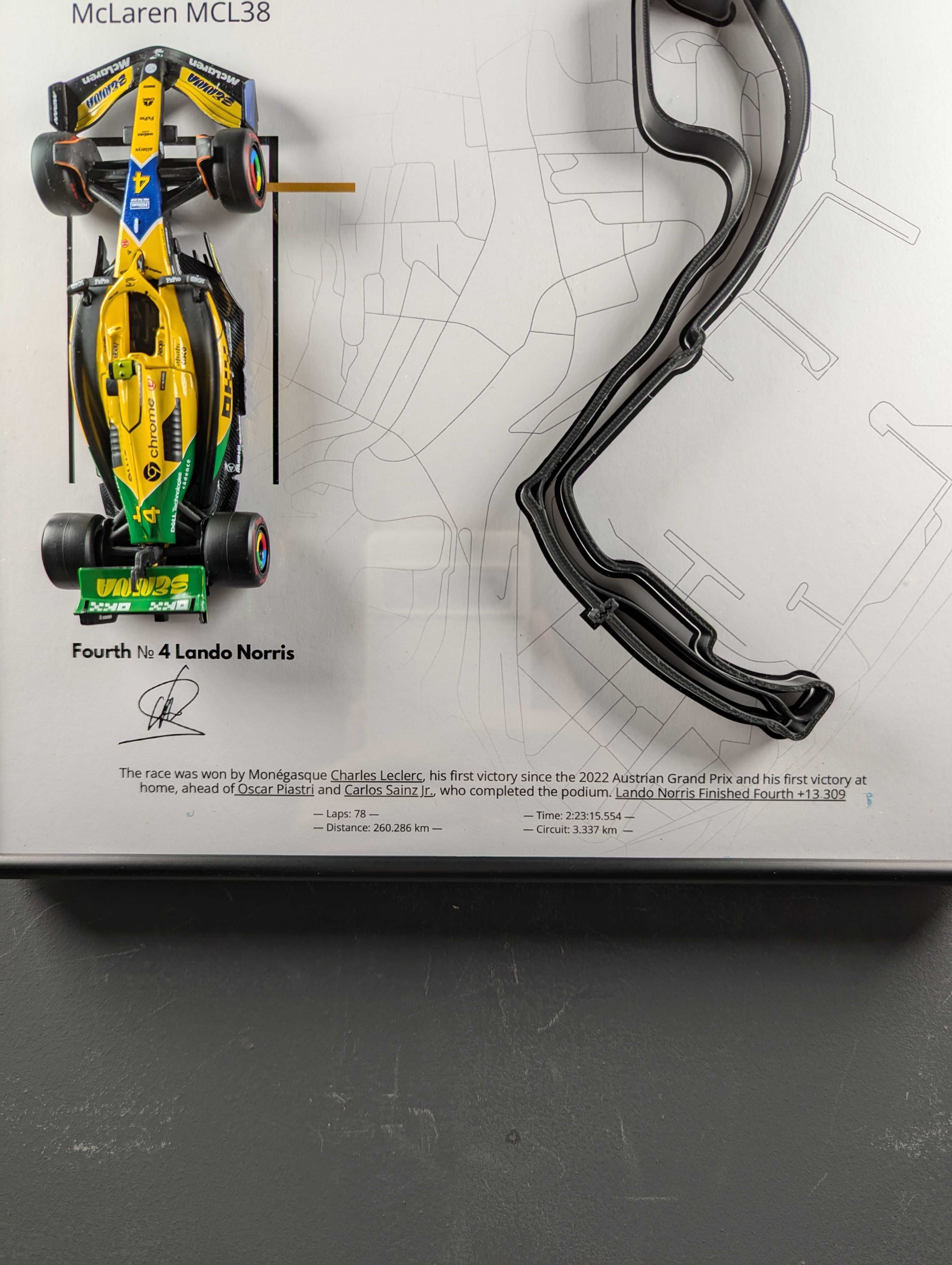 Bburago з Рамкою 2в1 з F1 McLaren MCL38 Monaco GP 2024 #4 Lando Norris