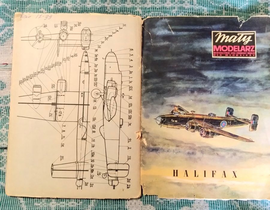 Журнал Літак самолет модель картонна  Halifax. Maly Modelarz 1973p.