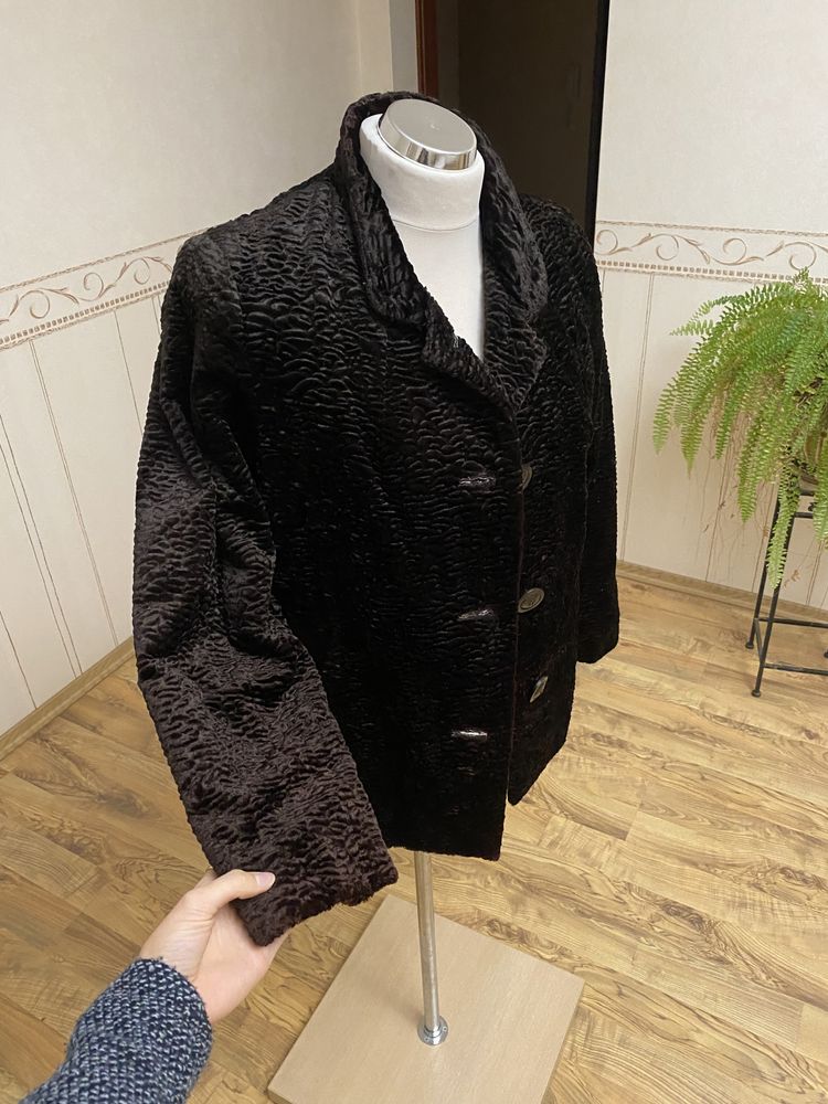 Płaszcz krótki Getex 42/14/XL brązowy aksamitny kurtka