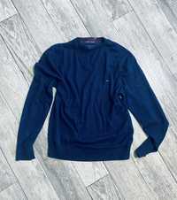 Granatowny klasyczny sweter Tommy Hilfiger r L bawelna kaszmir