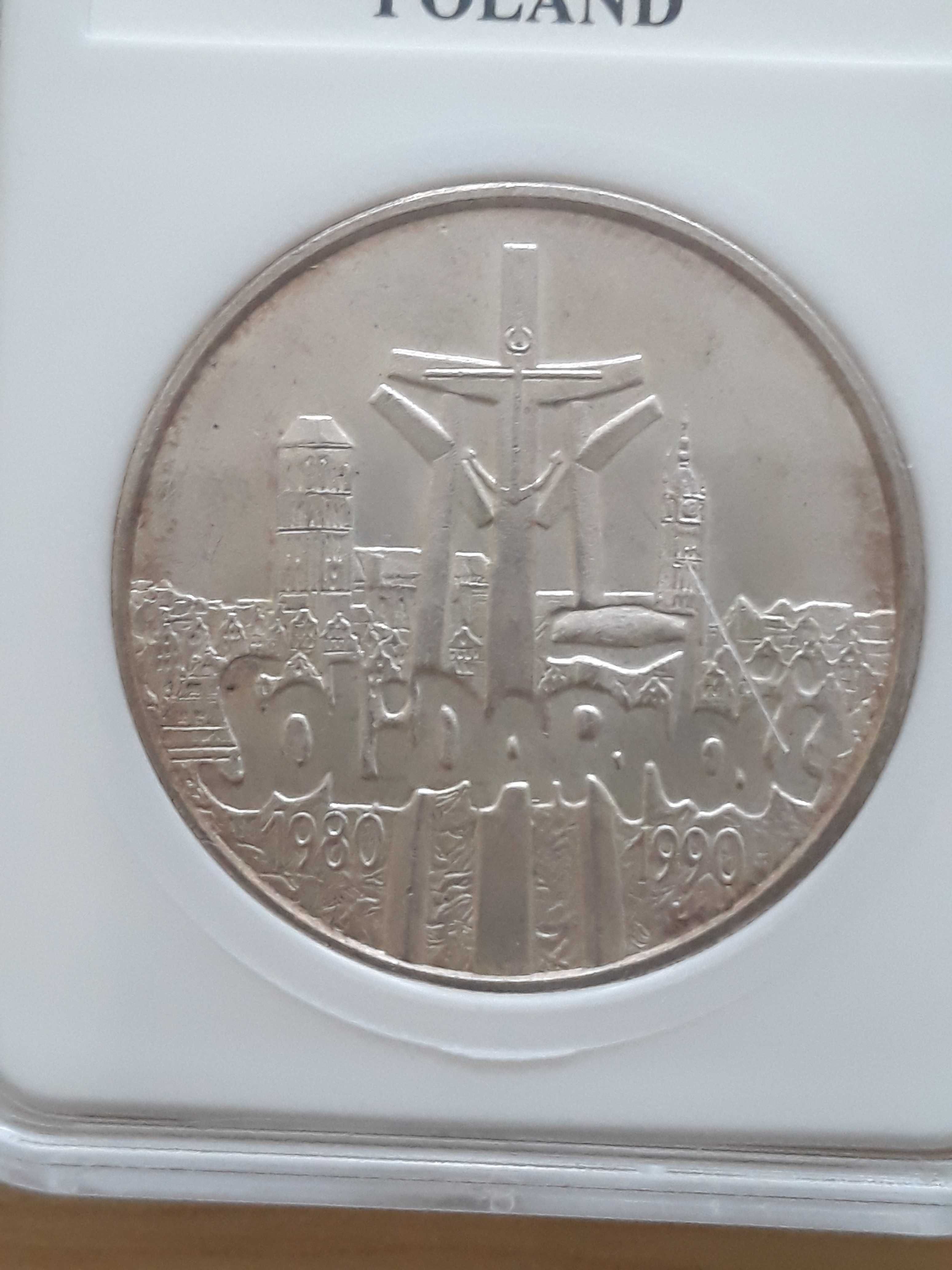 100 000 zł Solidarność 1990 r. nr 1 - Typ A-mennicza - MS 70