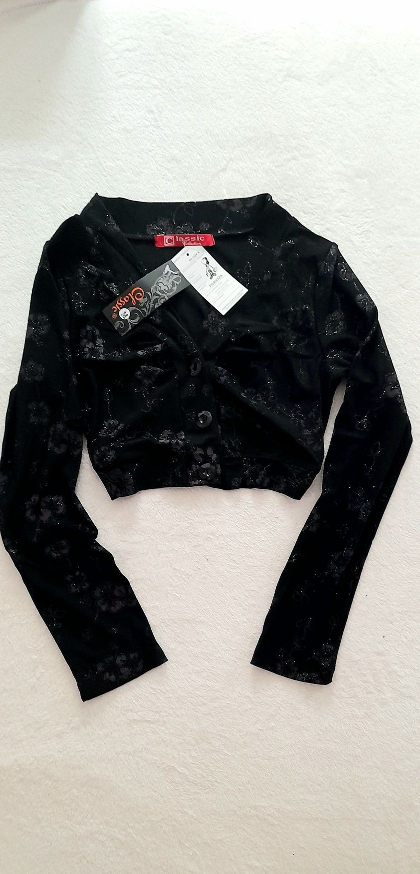 OKAZJA nowa kobieca sexy bluzka top dekolt v brokat kwiaty 38 m 40 s