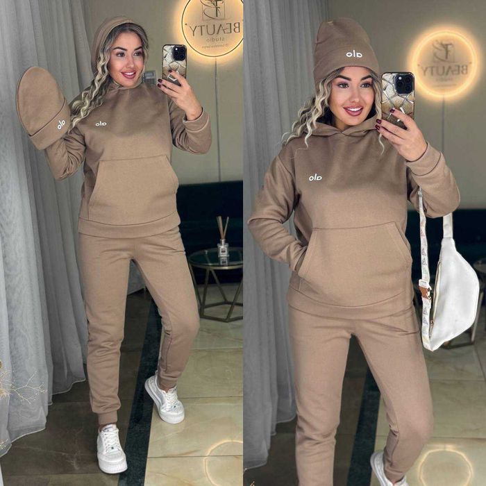 Костюм жіночий теплий на флісі з шапкою | костюм женский модель 1006