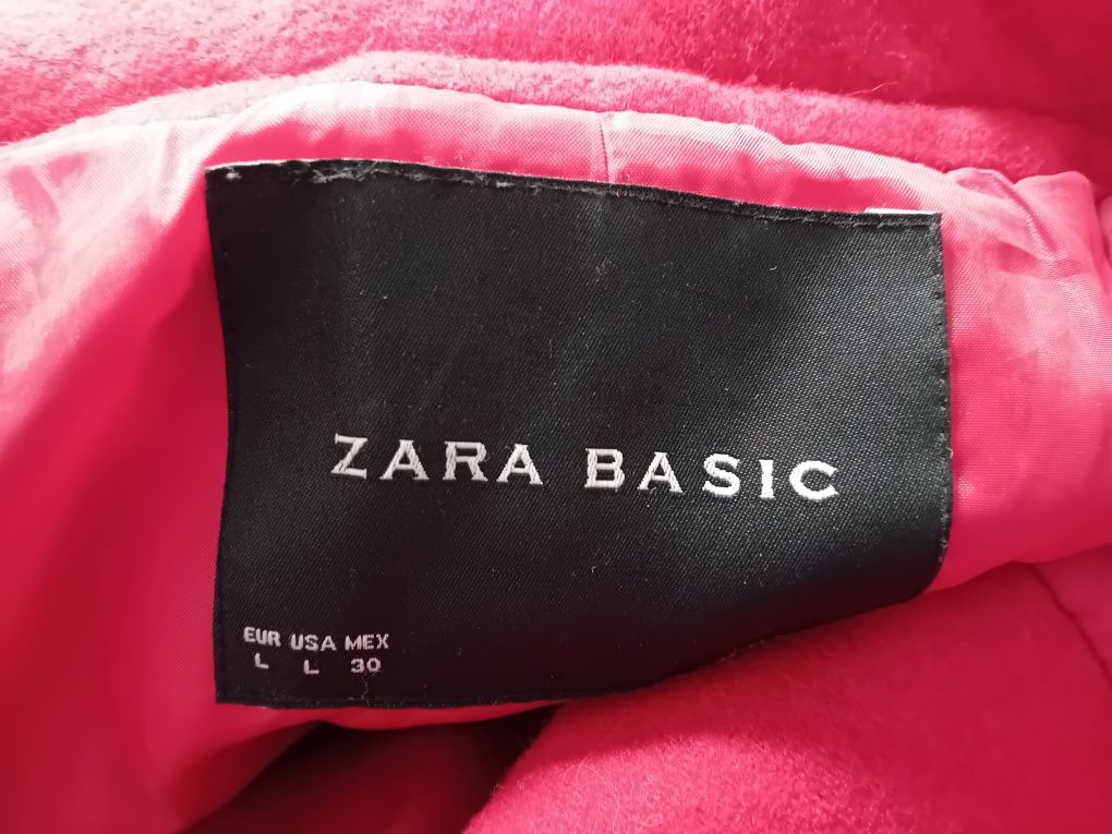 Zara czerwony wełniany płaszcz L jak nowy