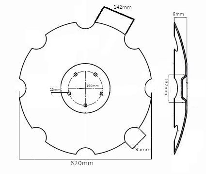 TALERZ UZĘBIONY, ZĘBATY OFAS 620 mm, 62 cm 5 otw brona talerzowa