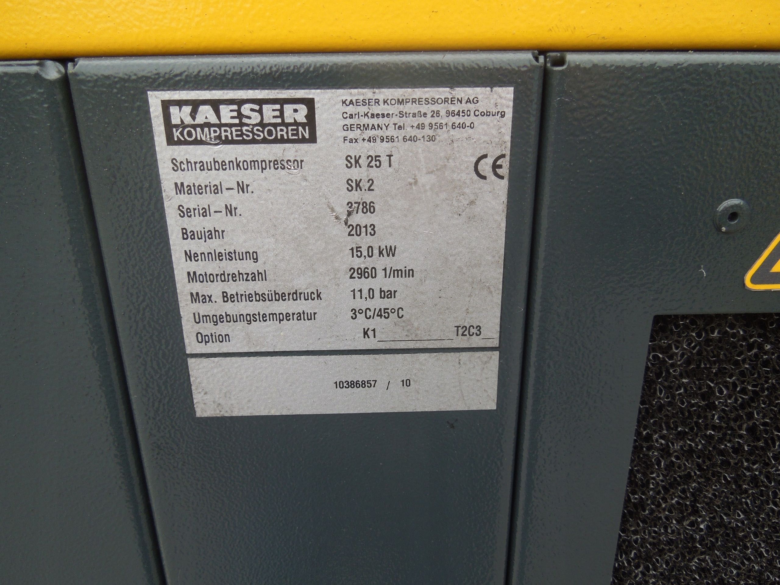Kompresor śrubowy  KAESER SK25T 15Kw OSUSZACZ 13r