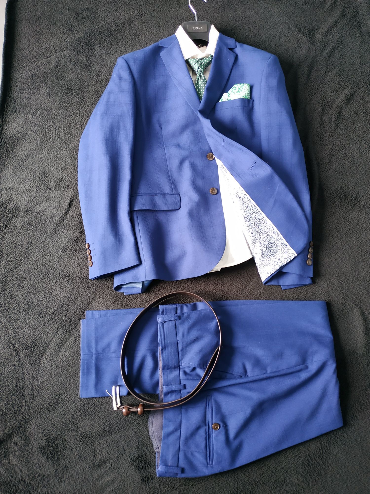 Garnitur Kubenz niebieski krata 170/50/90 slim w2 Brogy