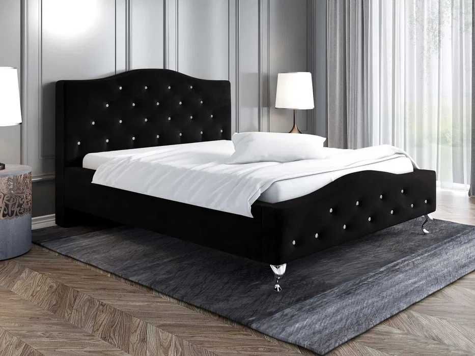Łóżko tapicerowane Glamour 160x200 ze stelażem