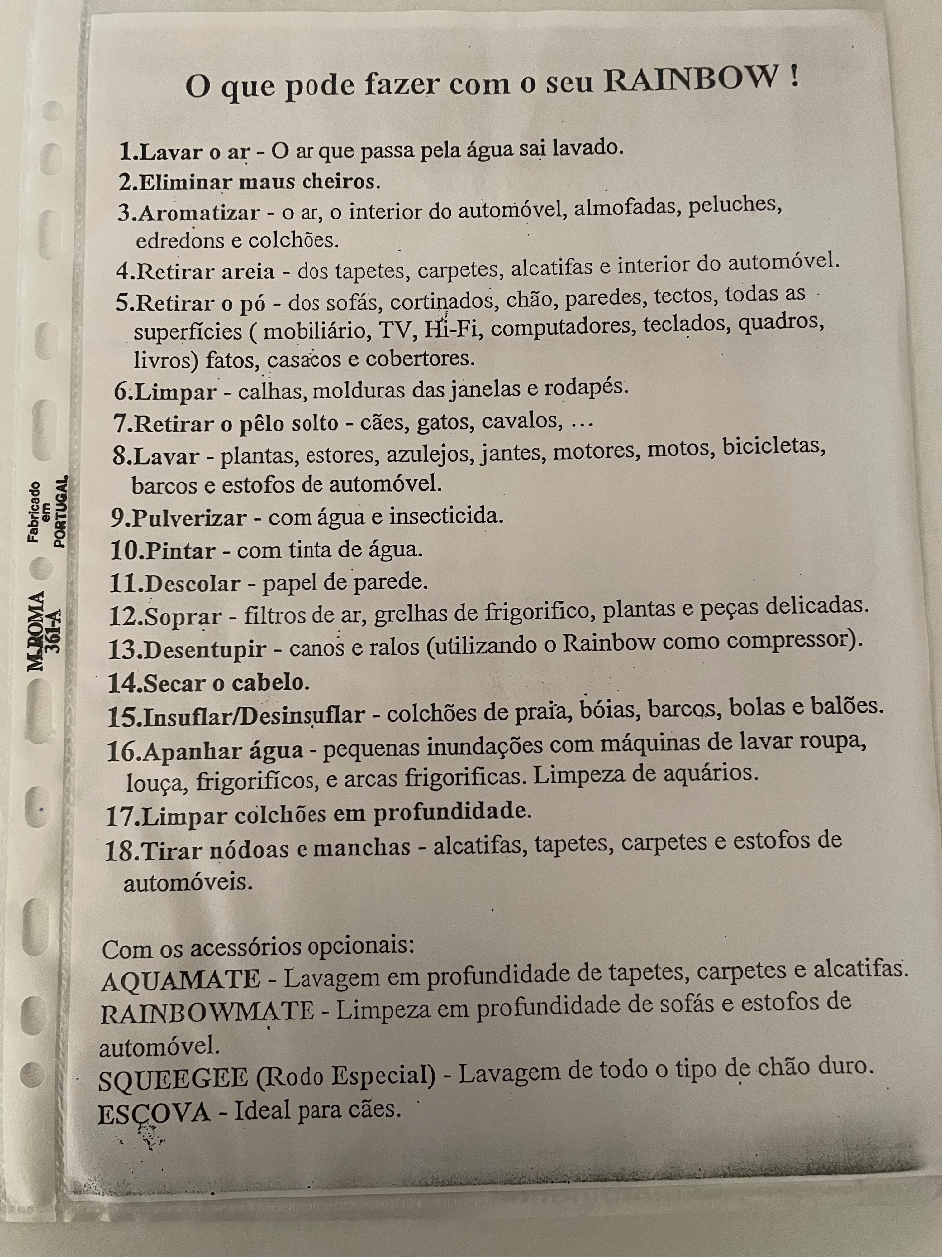 Sistema de Limpeza a Água, com Aspirador, RAINBOW - SE