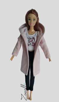 Ubranko płaszcz w kolorze brudny róż dla lalki typu Barbie