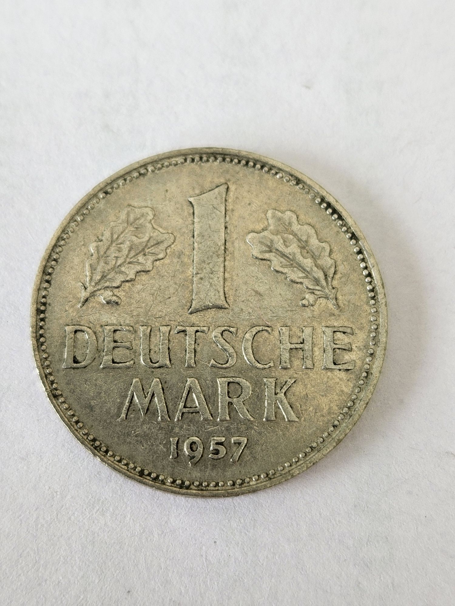 Moneta 1 marka z 1957 roku, J