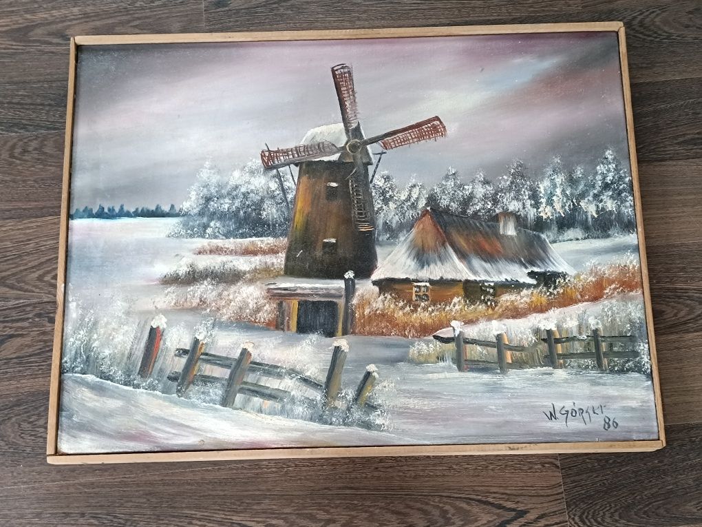 Obraz na płótnie sygnowany zima śnieg