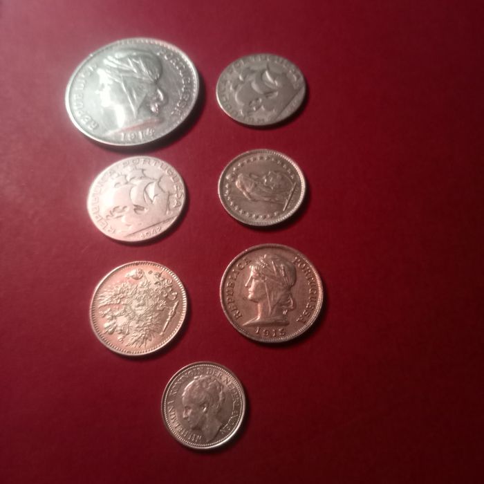 conjunto de 7 moedas em prata