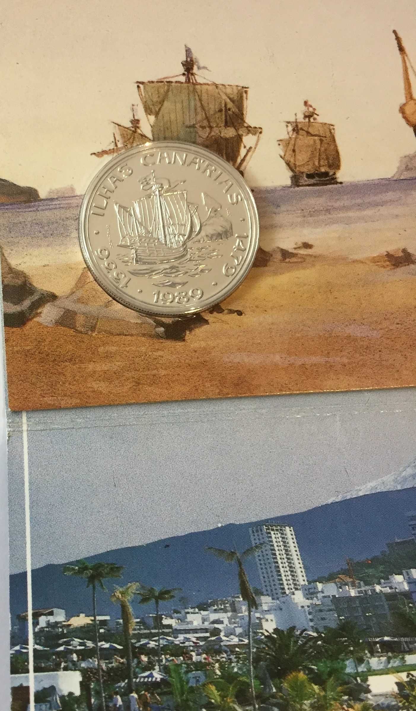 moeda 100 escudos 1989 Descobrimentos-Ilhas Canárias-prata BNC