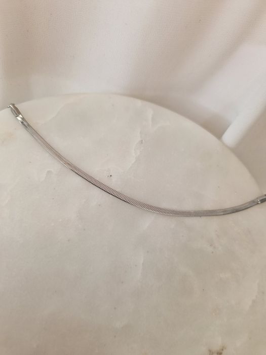Srebrna bransoletka płaska żmijka łańcuszek stal chirurgiczna