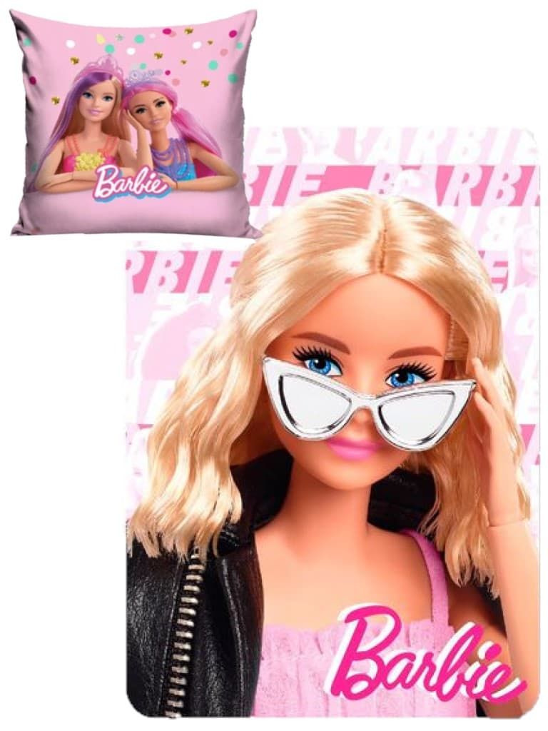 Kocyk dziecięcy koc polarowy + poduszka Barbie 100x140cm