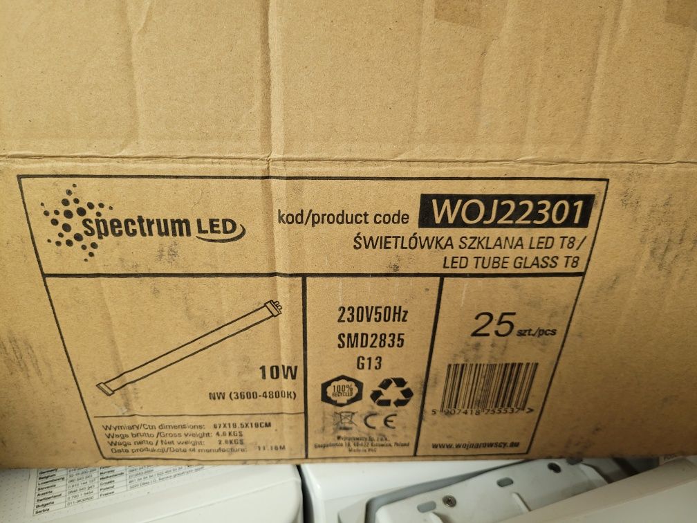 Świetlówka szklana Led, T8, 10 W