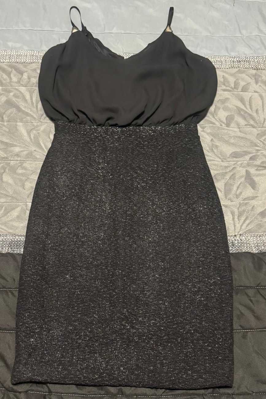 Vestido preto e prateado