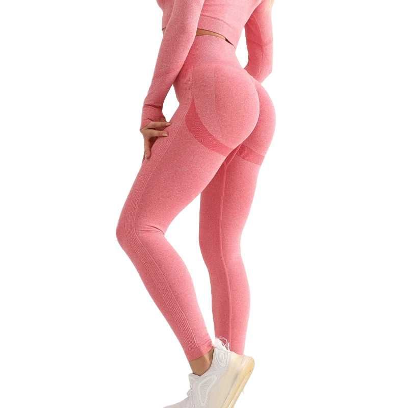 2268 Legginsy Sportowe PUSH UP Modelujące Wysoki Stan Z Marszczeniem M