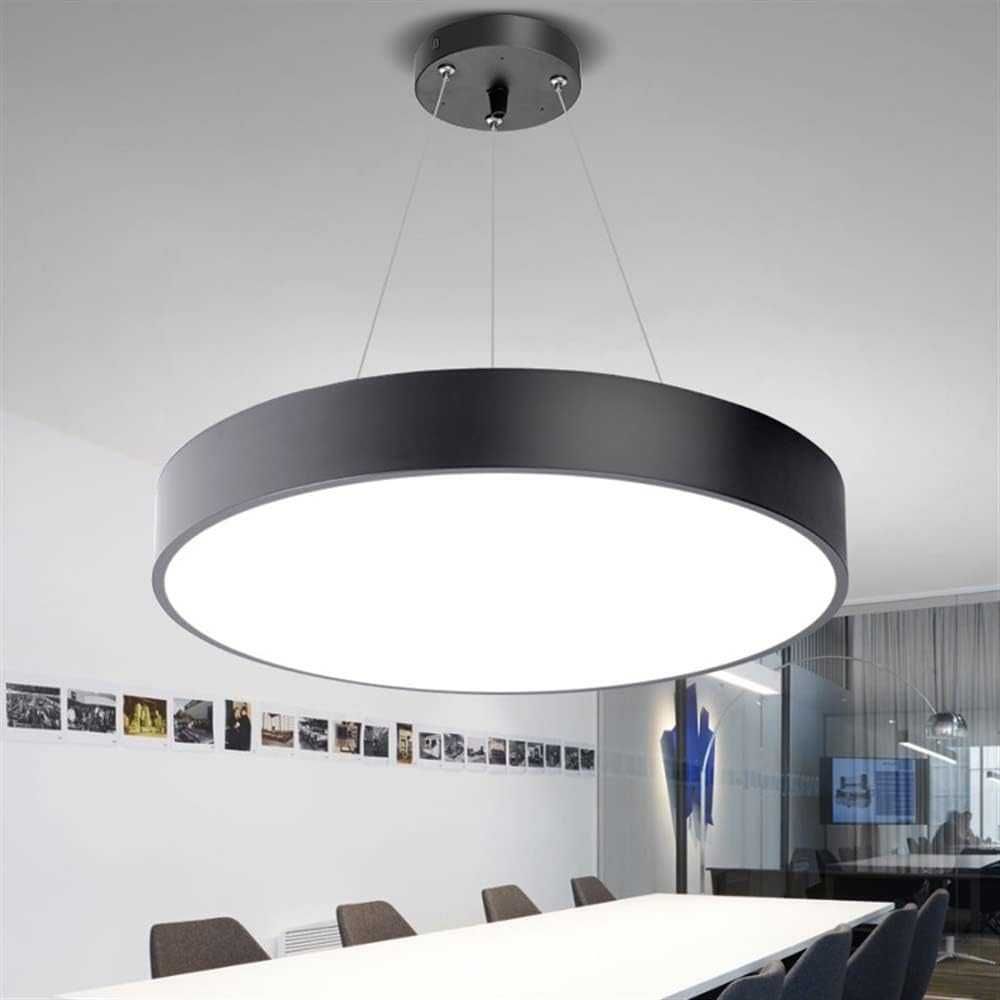 Lampa Sufitowa LED Żyrandol Okrągła Czarna Na Linkach 40W 40 cm