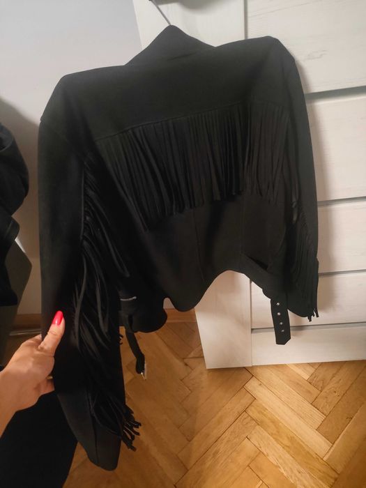 Piękna kurtka ramoneska frędzle M New Look