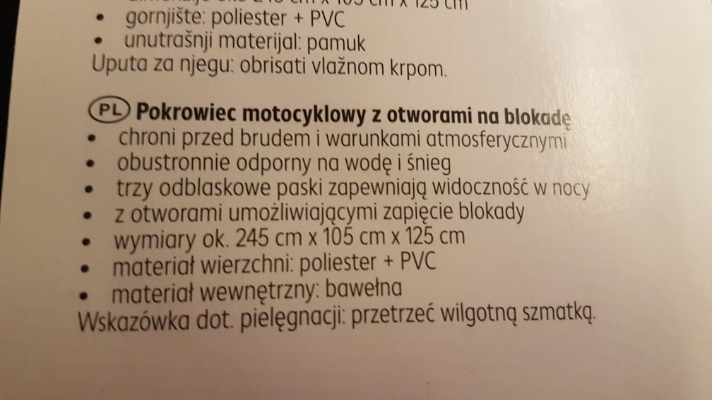 Pokrowiec ochronny na motor