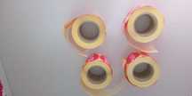 Conjunto rolos etiquetas vermelhas