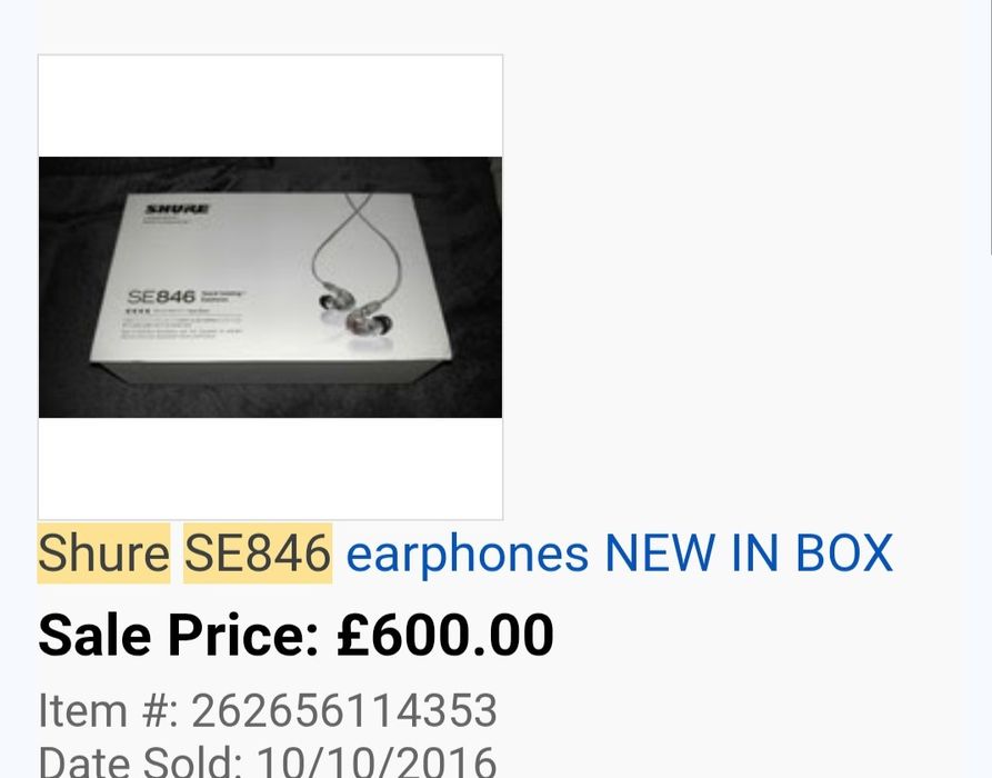 Earphones Shure SE 846