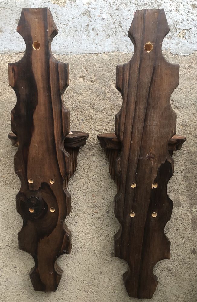 2 Castiçais de Parede em madeira, Gotico