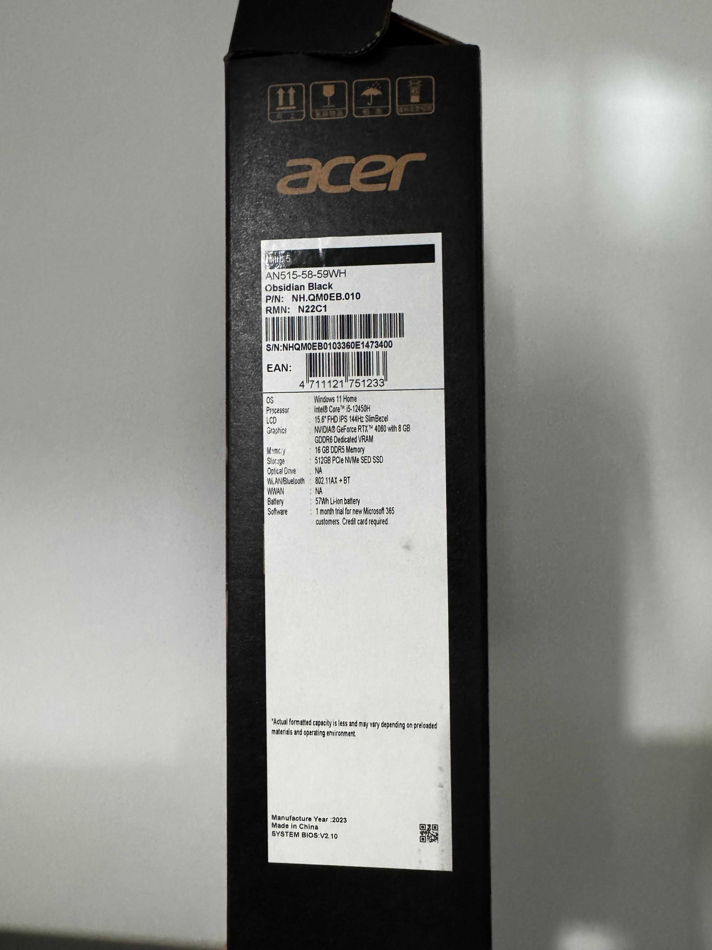 Portátil Gaming Acer Nitro 5-RTX 4060 | 16GB RAM | 512GB SSD-COMO NOVO
